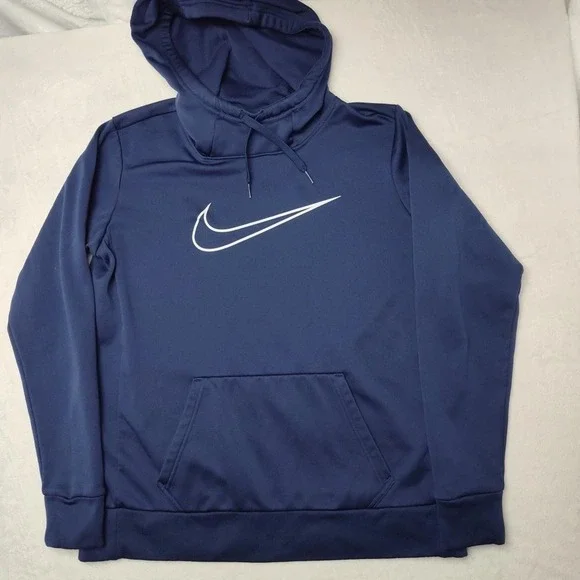 Nike Hoodie Mens Medium Navy Blue Dri-FIT Just Do It Swoosh Pullover Sweatshirt - Picture 1 of 10